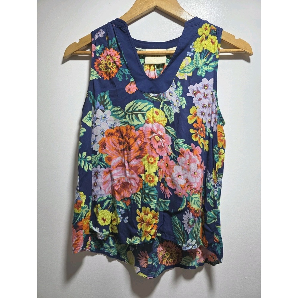 Maeve by Anthropologie Womens Floral Print Tank Top Blouse Size 0 Sleeveless